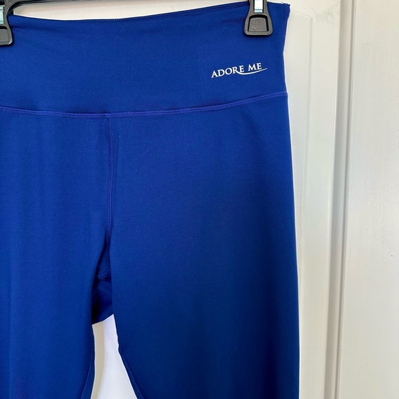 Adore Me Size Lg Crop Leggings Lacy Sheer Purple Spandex High-Rise - Picture 4 of 6